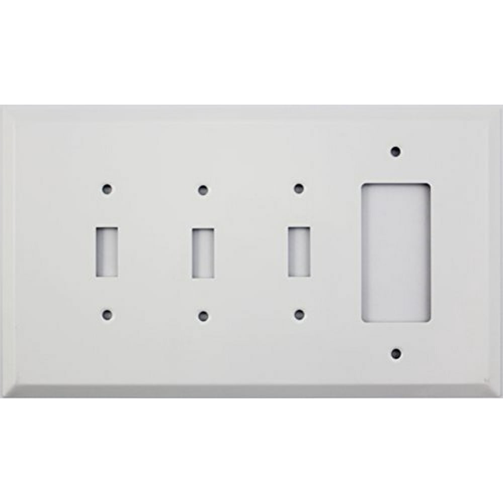 Oversized Smooth White Jumbo 4 Gang Combo Switch Plate 3 Toggle Light