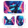 thumbnail image 3 of Juego de 4 cortinas de ducha Kaneki Ken con alfombrillas antideslizantes, tapa de inodoro y alfombrilla de baño, cortina de ducha impermeable con dibujos animados para niños con 12 ganchos,, 3 of 8