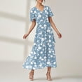 thumbnail image 4 of Icvfdpl Robes d'Été pour Femmes, Col en V Manches Courtes Usage Quotidien Vacances Basique Printemps Mode Polyvalente Robe de Plage pour Femmes, TG, 4 of 7