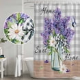 thumbnail image 4 of Polyester Fabric Purple Lavender Shower Curtain, Spring Butterfly Daisy Watercolor Gray Waterproof Bathtub Curtain Bathroom Decor Set with Hooks 48 x 72 Inches, 4 of 6