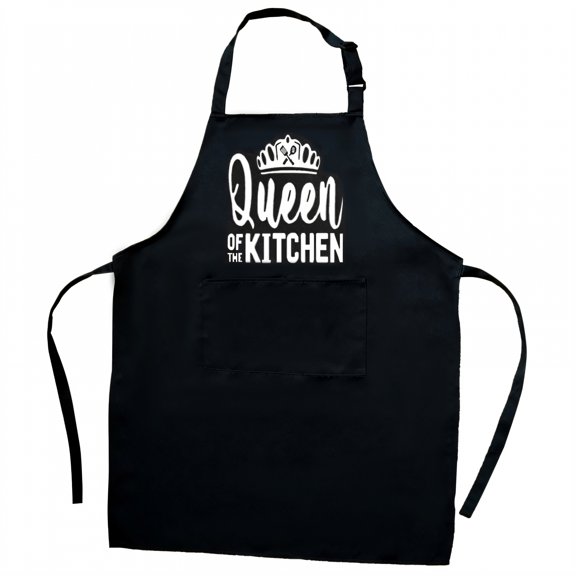 AUQ Aprons for Women with Pockets,Dependable Knot Black Apron with Pockets,Polyester Cloth Aprons for Men,Black