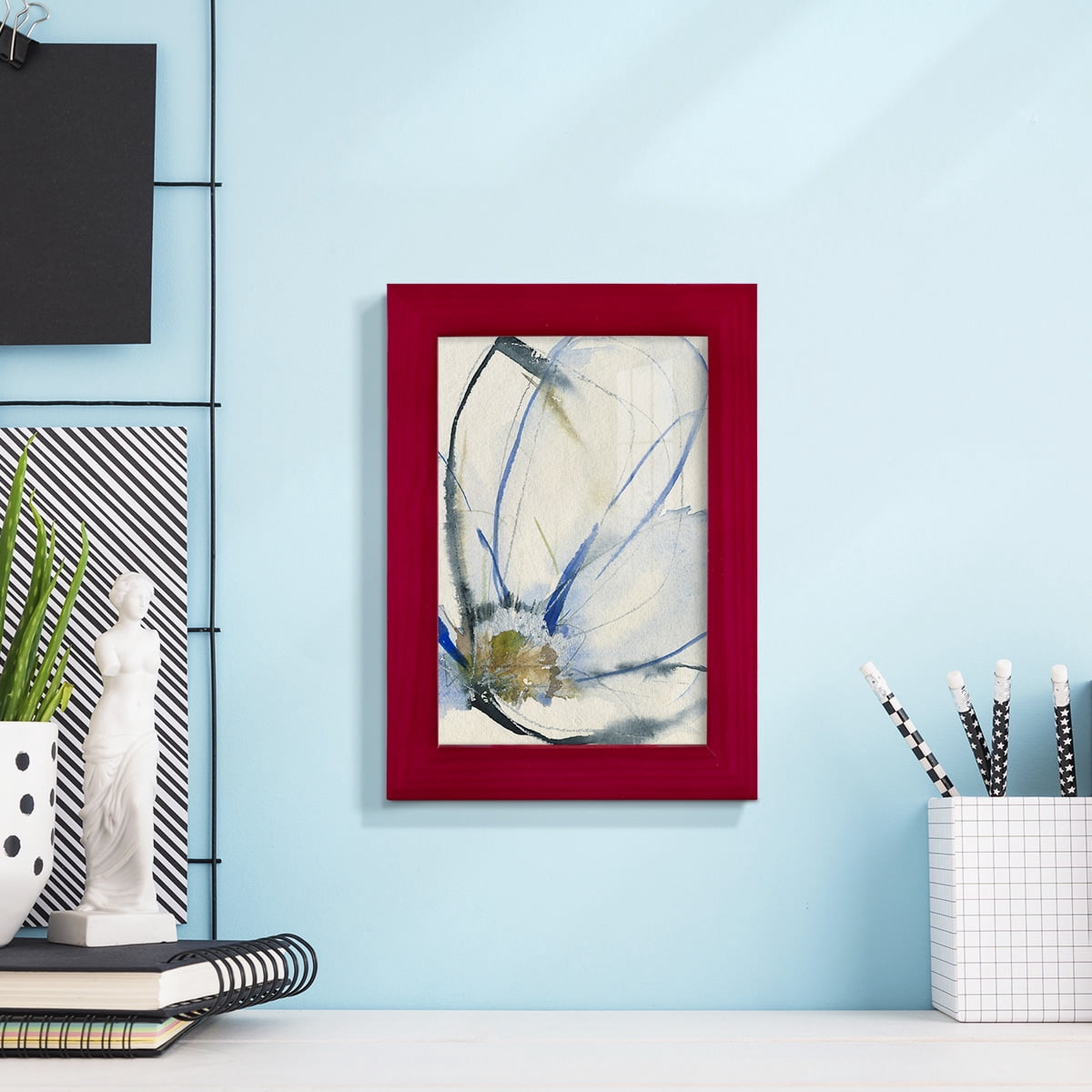 Cobalt & Paynes Petals II - Framed Print w/glass - Cherry Red
