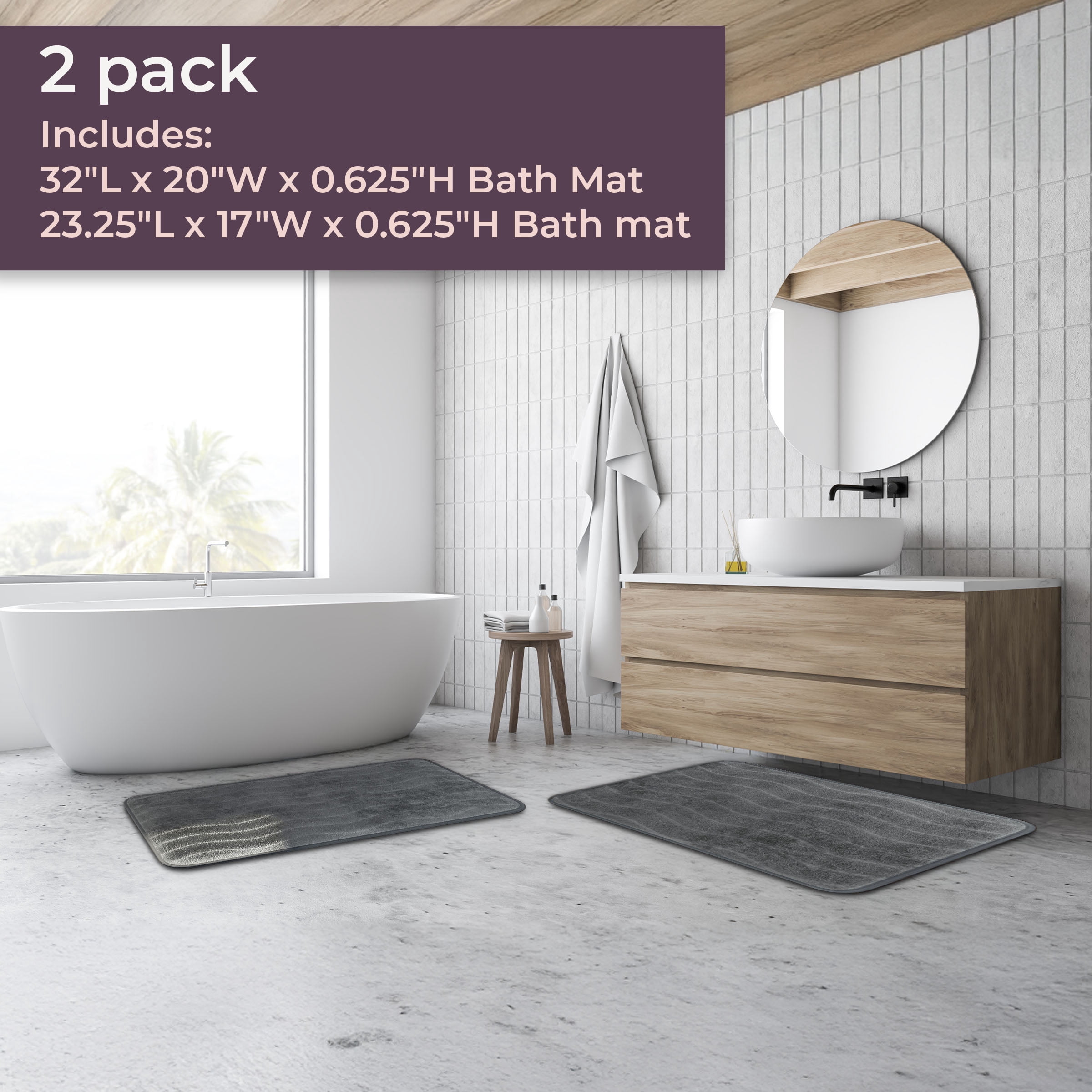 Somerset Home 2 Piece Memory Foam Bath Mat Set - Platinum