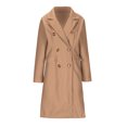 thumbnail image 5 of Wool Trench Coat for Women Trendy Winter Overcoat Double Breasted Notched Collar Pea Coat Warm Jackets (2XL, Khaki), 5 of 7