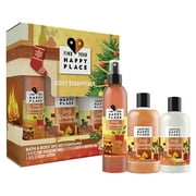 Find Your Happy Place Cozy Essentials Bath & Body Holiday Gift Set, Lazy Weekends, Sweet Almond & Vanilla Bean (Body Wash, Body Lotion, Fine Mist) 3 Count