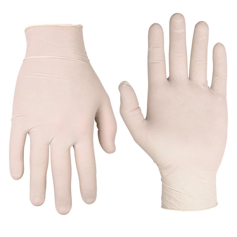 CLC 2316L Pre-Powdered Disposable Gloves, L, Rolled Cuff, White, Latex