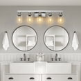 thumbnail image 3 of 5-Light Bathroom 31" Vanity Light Fixture Brushed Nickel Finish with Clear Glass Shades, Perfect for Bathroom, Vanity, and Dressing Area Lighting, 3 of 9
