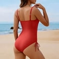 thumbnail image 5 of Yievot 2 Piece Swimsuits for Women Ruched Ruffle Tummy Control Bathing Suit High Waist Slimming Cutout Swimwear, 5 of 6