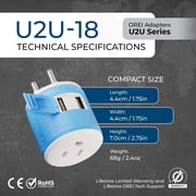 OREI Thailand Travel Plug Adapter with Dual USB - USA Input - Type O (U2U-18)