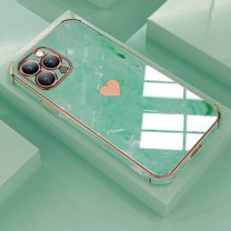 Dteck For iPhone XS/X 5.8 inch Slim Case, Luxury Stylish Marble Texture and Love Heart Glossy Plating Shockproof TPU Back Cover.For iPhone XS/X,Green