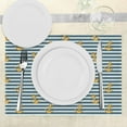 thumbnail image 3 of Ambesonne Harbour Stripe Place Mats Set of 4, Vintage Anchors, Standard Size, Earth Yellow Slate Blue, 3 of 6