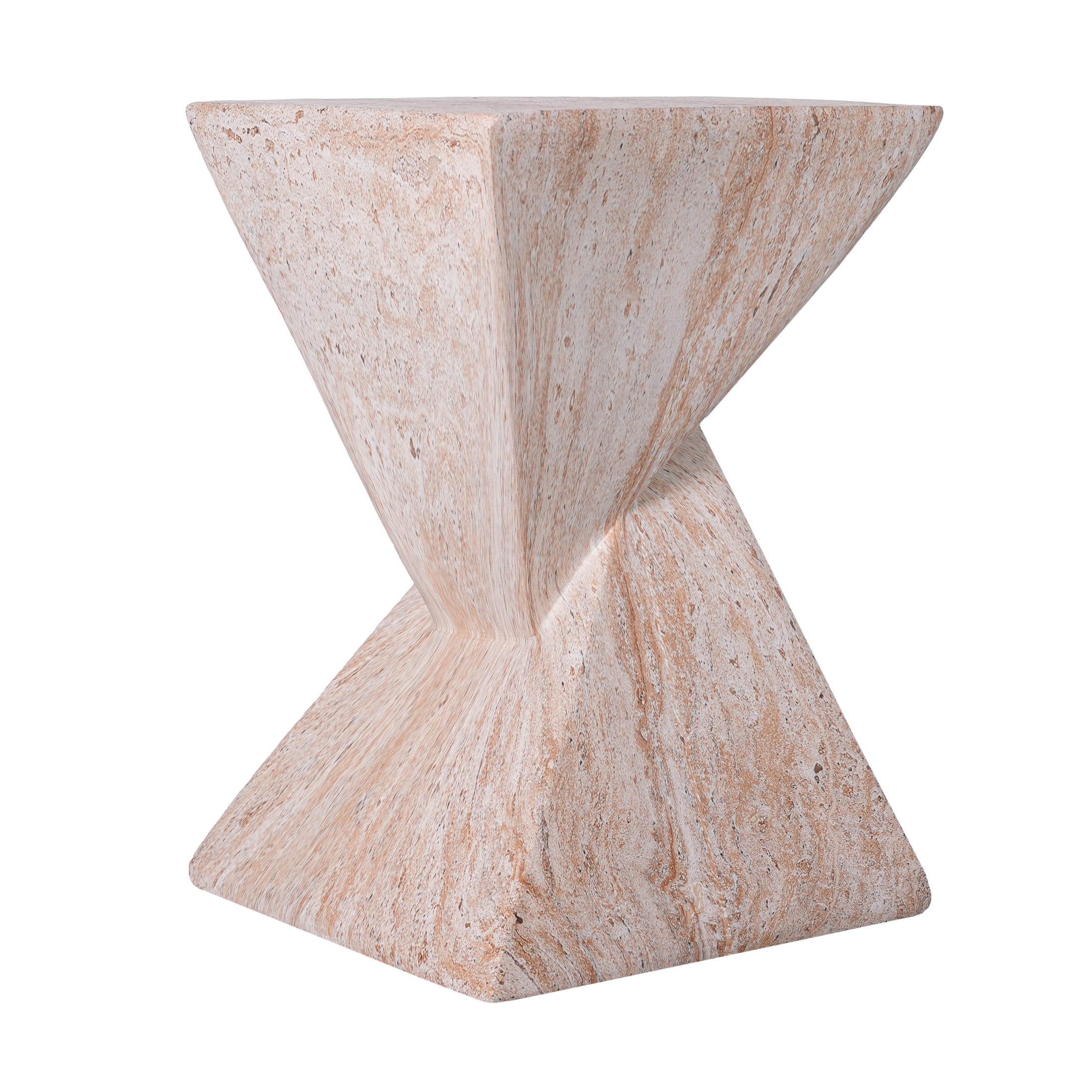 Christopher Knight Home 18.5" Modern Geometric Concrete Accent Side Table, Beige Marble
