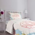 thumbnail image 3 of Ambesonne Colorful Quilted Bedspread Set 2 Pcs, Engagement Theme, Twin Size, Pink Blue and Green, 3 of 5