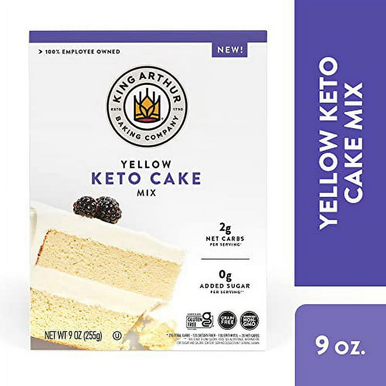 King Arthur Baking Keto Cake Mix, Yellow, 2g Net Carbs 0g Added Sugar Per  Serving, Low Carb & Keto Friendly, 9oz, White