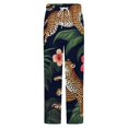 thumbnail image 5 of Tropical Leopards Vibrant Flowers Jungle Winter Female Pants Flannel High Waist Women Pants Lady Warm Straight Leg Plush Trousers, 5 of 7