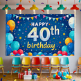 thumbnail image 4 of Blue Background Birthday Banner with Balloons Stars 40th Happy Birthday Backdrop Party Supplies Photography Props Decors for Photo Booth Celebrations Event Decorations, 4 of 7