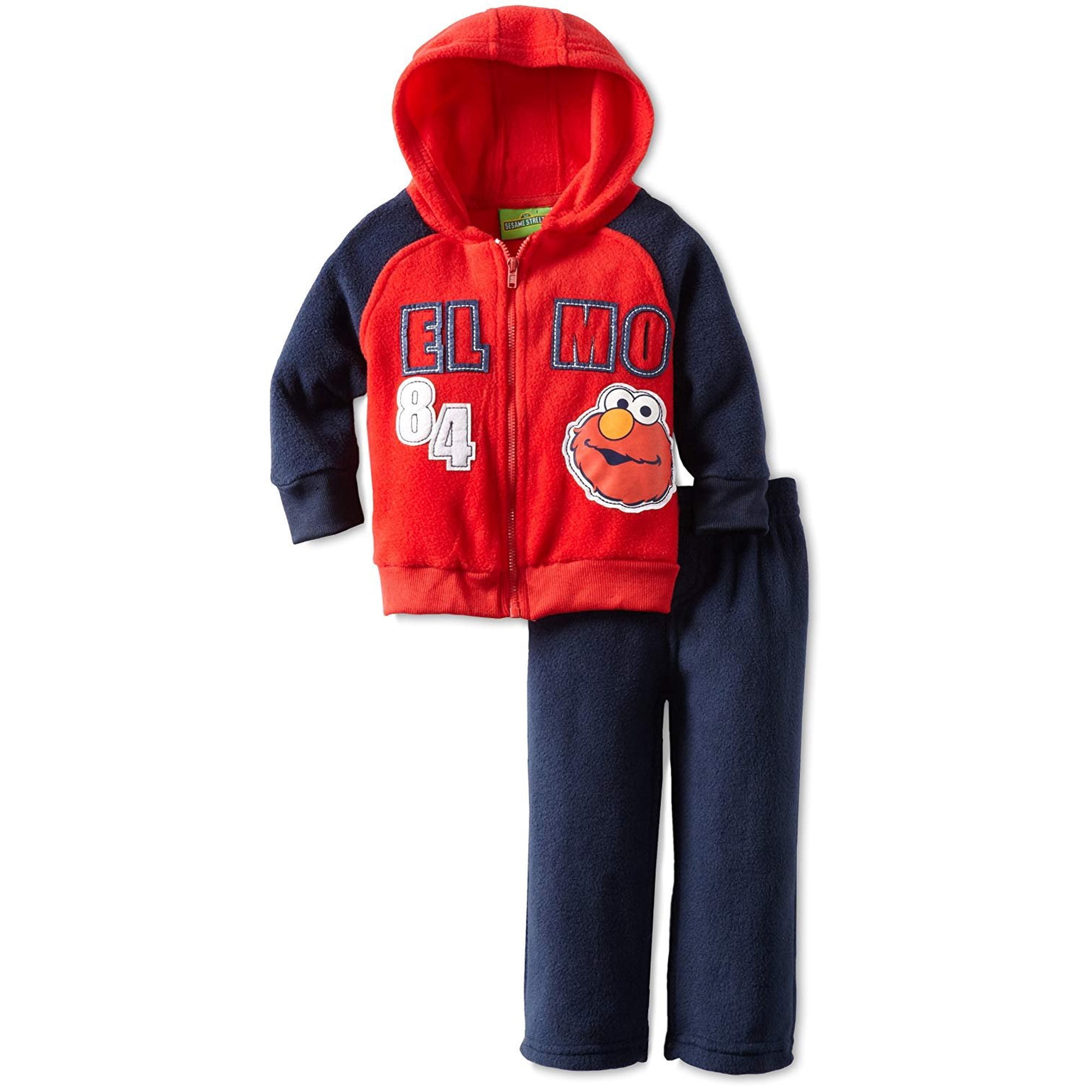 Sesame Street Baby Boys' 2 Piece Elmo 84 Hoodie Set, Red, 12 Months