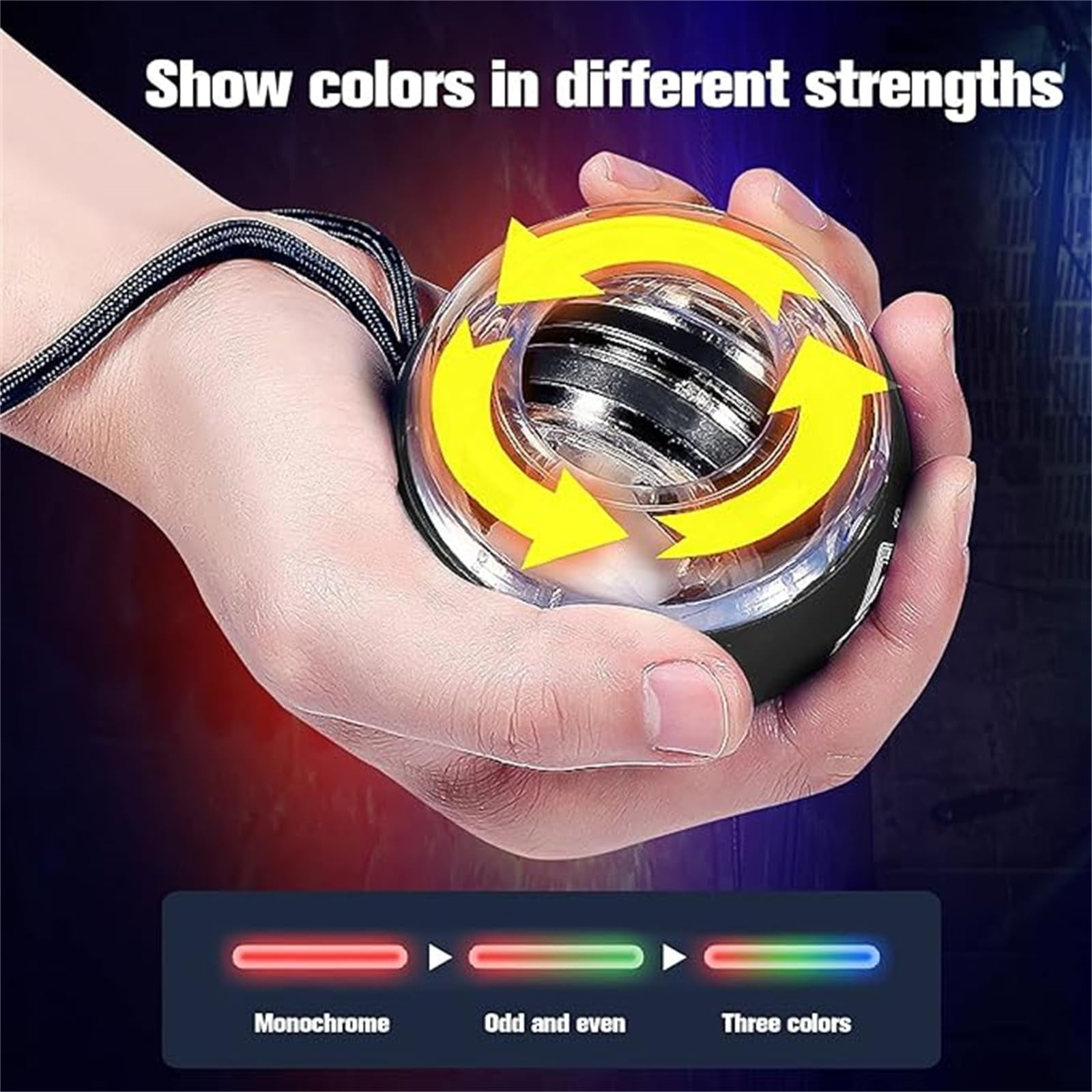 Metal Torque Ball Hand Exerciser - Gyro Wrist Trainer with LED Counter & Color-Changing Light, Grip Strength Tool