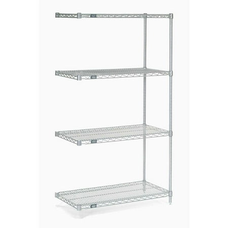 

Nexel 5 Tier Silver Epoxy Wire Shelving Add-On Unit 54 W x 18 D x 63 H