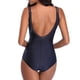 thumbnail image 5 of Traje de baño de una pieza para mujer, conjuntos de bikini para mujer, traje de baño de una pieza conservador con volantes y escote en el pecho, traje de baño sin espalda con bloques de color., 5 of 6