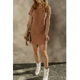 thumbnail image 6 of DOKOTOO Casual Dresses for Women Summer Round Neck T Shirt Mini Dresses Short Sleeve Ribbed Tshirt Dress Fashion Pocket Relaxed Fit T-shirt Beach Dresses Brown Size M US8-10, 6 of 9