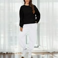 thumbnail image 5 of BLOCLOALO 2 Piece Lounge Set Long Sleeve Pullover Sweatshirts Fashionable Casual Solid Color Sweatshirt and Pants Suit Pullover Crewneck Sweaters Sweatpants and Sweatshirt Set Soft Lounge Sets Black M, 5 of 9