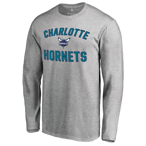 Men's Ash Charlotte Hornets Victory Arch Long Sleeve T-Shirt
