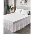 thumbnail image 4 of Purple Botanical Wrap Around Bed Skirts for King Bed 16" Drop, Bed Skirt with Adjustable Elastic Belt Dust Ruffle Bed Valance for Bedroom Hotel Luxury Farmhouse Spring Summer Branch Bed Frame Cover, 4 of 7