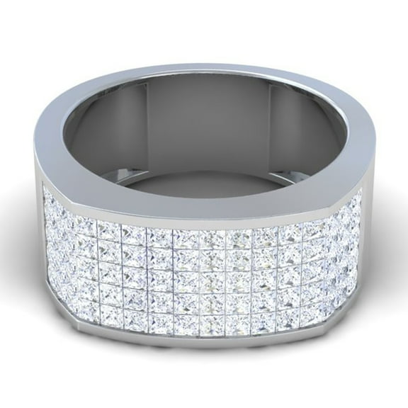 Dazzlingrock Collection 2.00 Carat (ctw) 14k Princess Diamond Invisible Set Men's Wedding Band Ring 2 CT, White Gold, Size 8