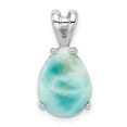 thumbnail image 1 of 925 Sterling Silver Lab Created Larimar Teardrop Necklace Pendant Charm Gemstone, 1 of 5