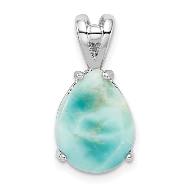 925 Sterling Silver Lab Created Larimar Teardrop Necklace Pendant Charm Gemstone