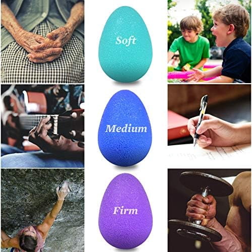 WLIKKS Stress Balls for Adults - 3 Squeeze Balls for Hand Therapy, Stress Relief & Strength - 3 Resistance Levels