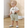 thumbnail image 3 of CARETOO Baby Boy Clothes Newborn Infant Shirt Bowtie Beret Suspender Pant 0-18M Gentleman Outfit, 3 of 17