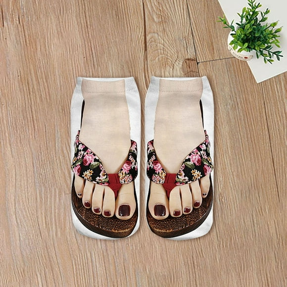 Under $5 Socks Red 3D Pattern Manicure Print Socks Funny Hidden Running Socks Women Personalized