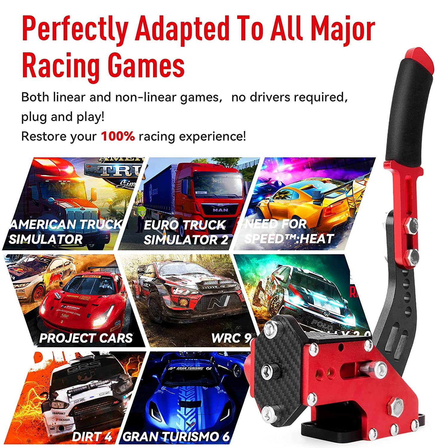 64 Bit USB Handbrake with Clamp for PC Windows Sim Racing Games G25 G27 G29  T500 FANATECOSW Dirt Rally with Handle Grip