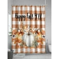 thumbnail image 5 of Fsddascl Thanksgiving Pumpkins Shower Curtain Set - 48" x 72" Washable Bathtub Curtain with 12 Hooks, Fall Harvest Botanical Floral Plaid Waterproof Fabric Stall Shower Curtains for Bathroom/Bathtub, 5 of 6