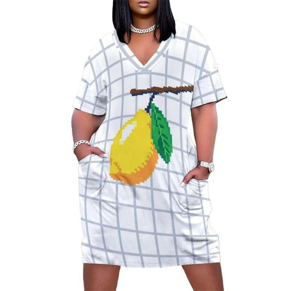 Delicious Lemon Loose Pocket Dress Dress for Women Summer Dresses for Special Events Summer Dresses for Women