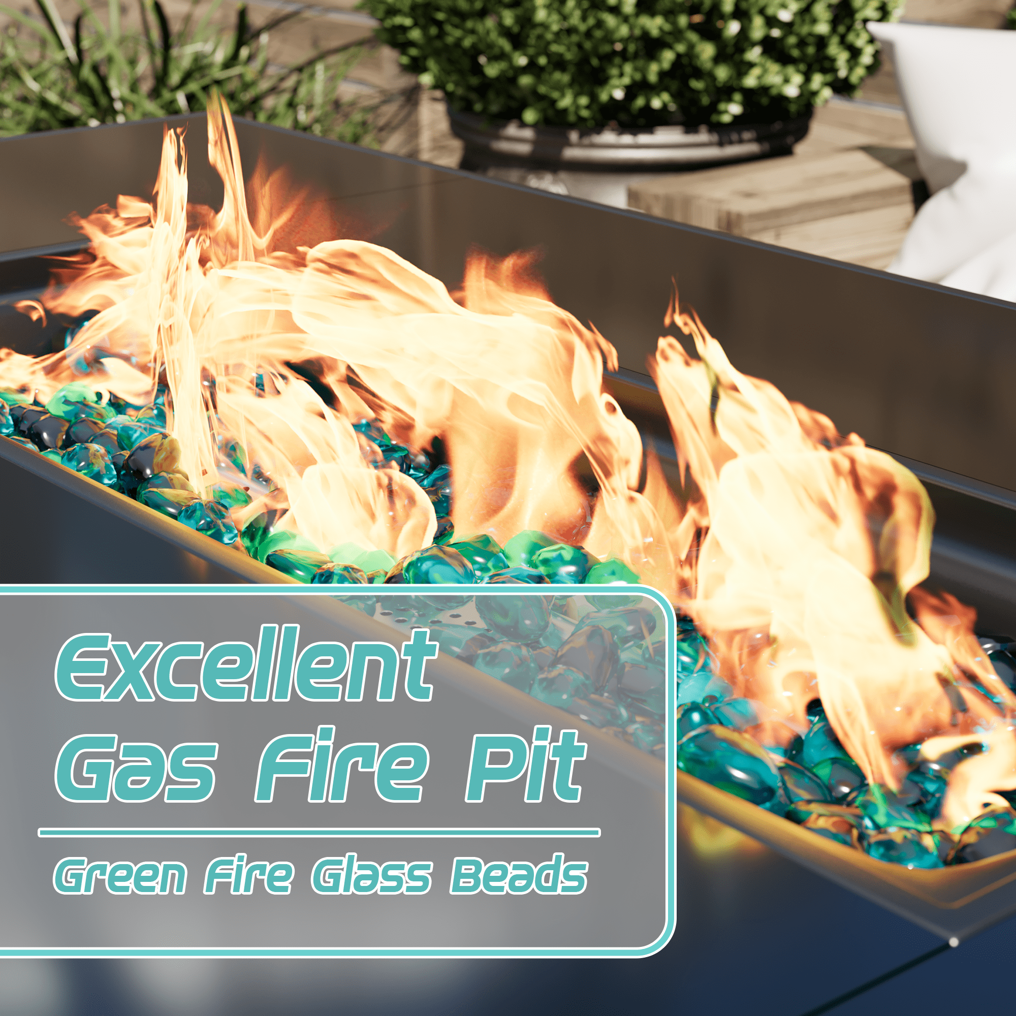 Homall Patio Fire Pit Table 43 Inch Propane Gas Fire Table 50000 BTU Outdoor Wicker Fire Tables with Glass Beads