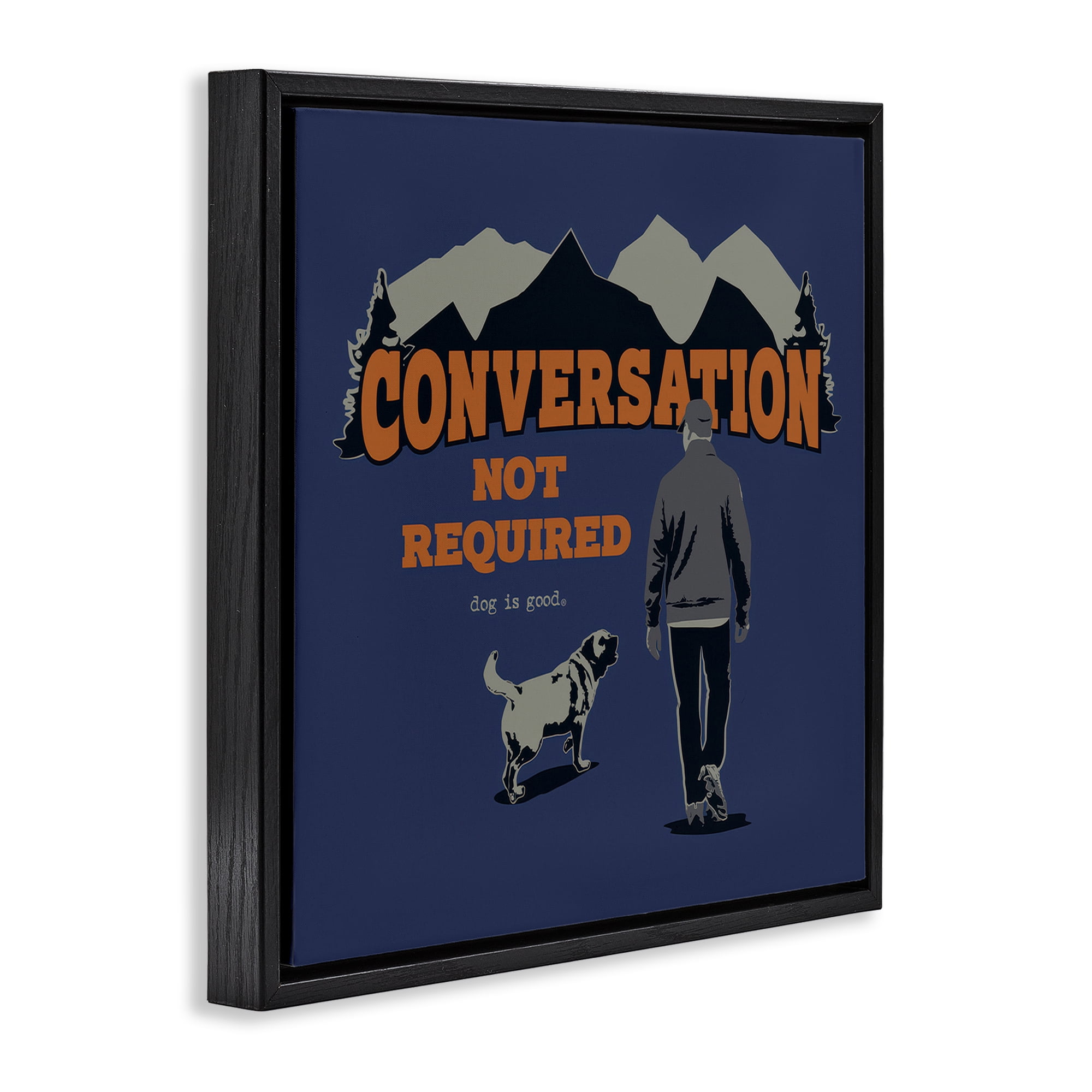 Stupell Industries Conversation Not Required Animals Painting Black Floater Framed Canvas Art Print Wall Art, 18 x 18