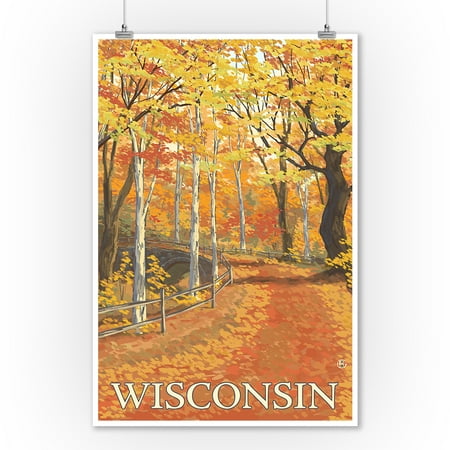 Fall Colors Scene - Wisconsin - Lantern Press Poster (9x12 Art Print, Wall Decor Travel
