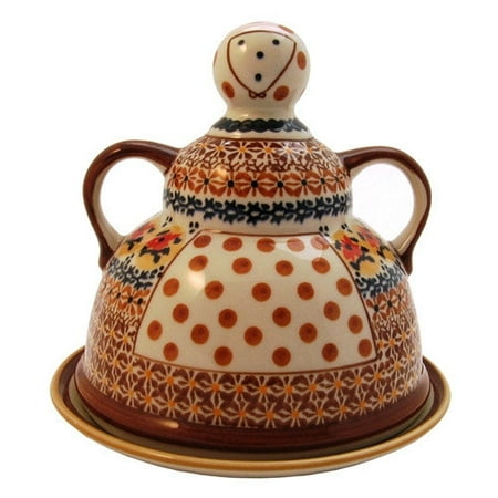 Euroquest Imports Polish Pottery Cheese Lady Covered Cheese Dish