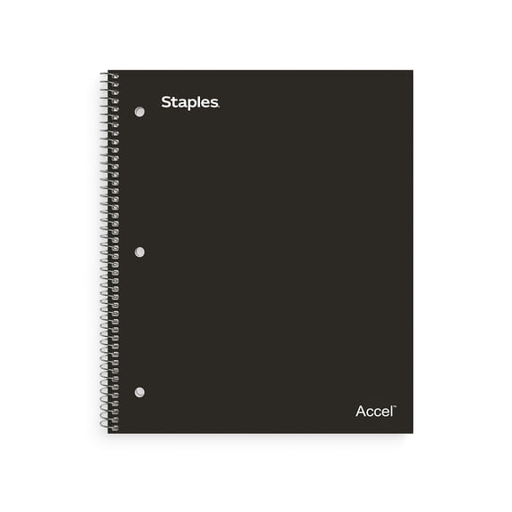 Staples Premium Poly 5-Subject Notebook 8.5" x 11" College Ruled 200 Sheets Black (ST58317)