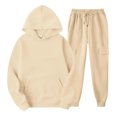 thumbnail image 4 of Costeam Womens Solid Hoodie Cargo Jogger 2 Piece Tracksuit Pullover Hooded Top with Kangaroo Pocket Drawstring Waist Multi Pocket Sweatpants Set Soft Fleece Active Loungewear Outfit, 4 of 6