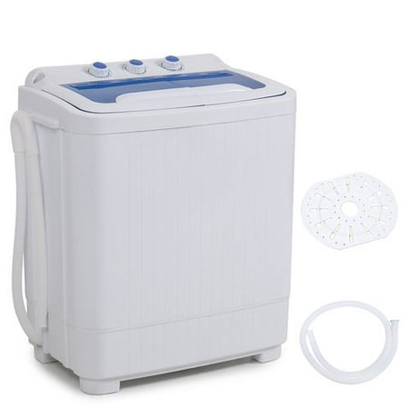Della Mini Electric Washing Machine Twin Tub 8.8LBS Compact Washer & Spin Dry Cycle Built-in Pump with