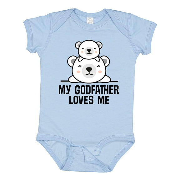 Inktastic My Godfather Loves Me Godson Bear Boys or Girls Baby Bodysuit