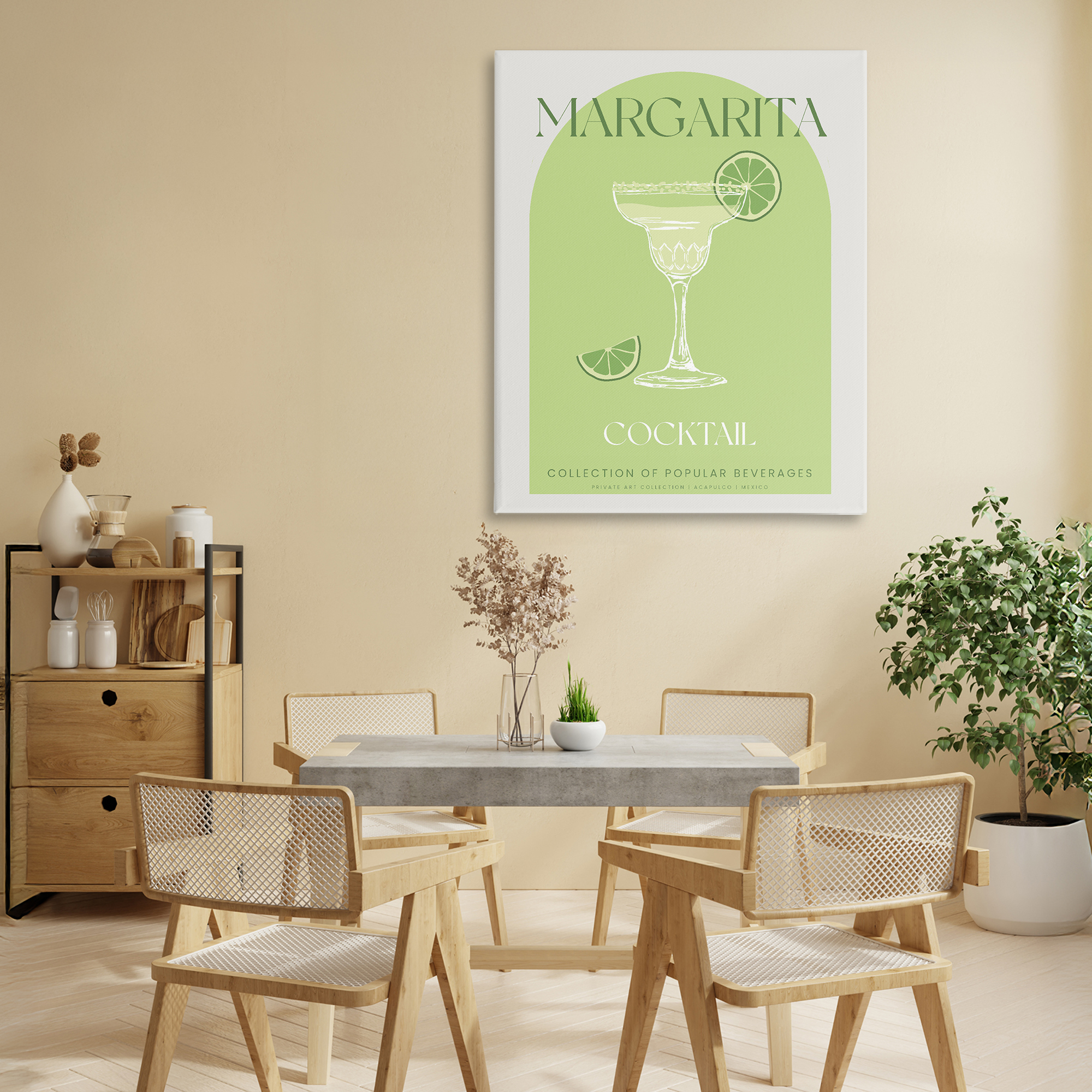 Stylish Retro Margarita Canvas Wall Art, design by Lil' Rue