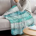 thumbnail image 3 of Teal Coastal Beach Blanket Soft Cozy Warm Throw Blanket for Couch, Plush Fuzzy Flannel Fleece Blankets for Sofa, Nautical Starfish Coral Vintage Wooden Bed Blankets Lightweight Gifts for Men, 40"x50", 3 of 9