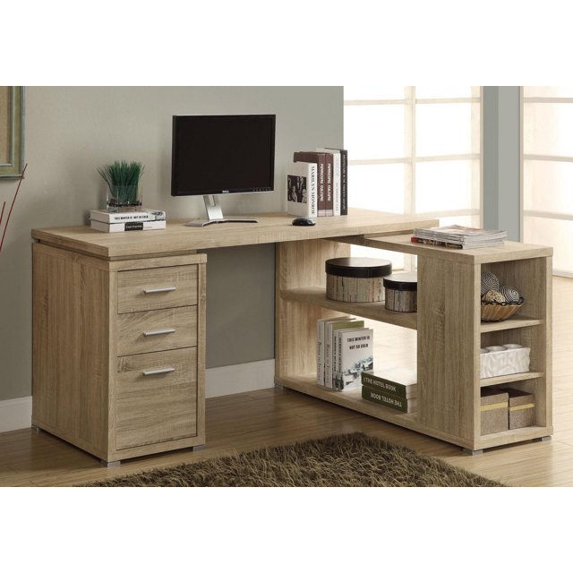 Monarch Specialties Computer Desk, Home Office, Corner, Left, Right Set-up, Storage Drawers, L Shape, Work, Laptop, Laminate, Natural, Contemporary, Modern
