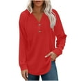 thumbnail image 5 of Hoodies for Women Trendy Button V Neck Fleece Sweatshirt Long SLeeve Casual Loose Pullover Tops Fall Fashion Shirts, 5 of 6
