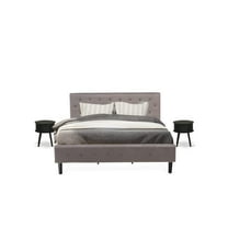 East West Furniture Nolan 3-Piece Wood King Bedroom Set in Taupe Brown/Black